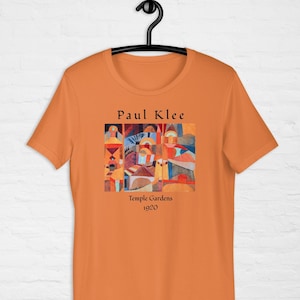 Paul Klee T-Shirt Tempelgärten 1920, Kubismus-Malerei-T-Shirt, Bauhaus, Geschenk für Kunstliebhaber helle Zeichnung eines berühmten Künstlers