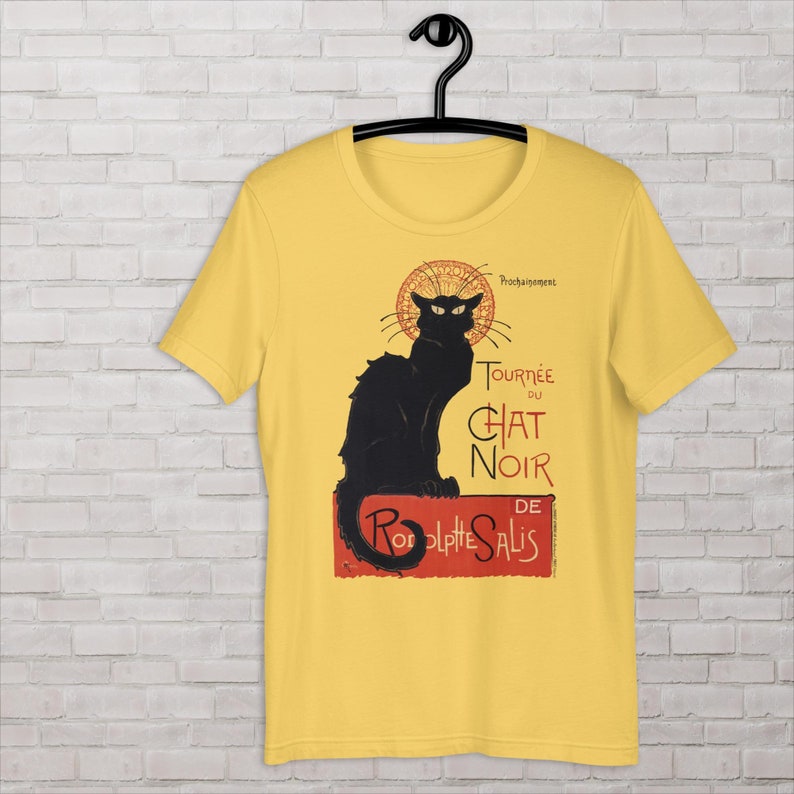 Black Cat t-shirt, Art Nouveau Style shirt by  Theophile Alexandre Steinlen, Chat Noir de Rudolphe Salis 1896, vintage French Iconic poster