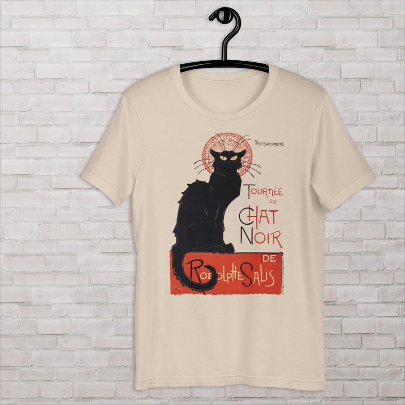 Black Cat t-shirt, Art Nouveau Style shirt by  Theophile Alexandre Steinlen, Chat Noir de Rudolphe Salis 1896, vintage French Iconic poster
