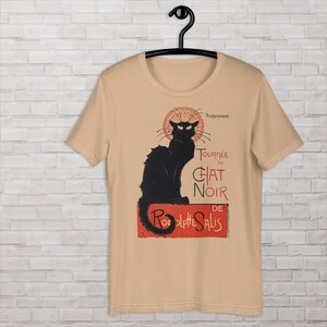 Black Cat t-shirt, Art Nouveau Style shirt by  Theophile Alexandre Steinlen, Chat Noir de Rudolphe Salis 1896, vintage French Iconic poster