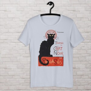Black Cat t-shirt, Art Nouveau Style shirt by  Theophile Alexandre Steinlen, Chat Noir de Rudolphe Salis 1896, vintage French Iconic poster