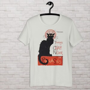 Black Cat t-shirt, Art Nouveau Style shirt by  Theophile Alexandre Steinlen, Chat Noir de Rudolphe Salis 1896, vintage French Iconic poster