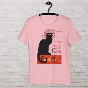 Black Cat t-shirt, Art Nouveau Style shirt by  Theophile Alexandre Steinlen, Chat Noir de Rudolphe Salis 1896, vintage French Iconic poster