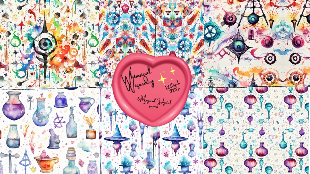 Whimsical Wizardry, Digital Paper, Digital, Paper Design, 300dpi 12x12 ...