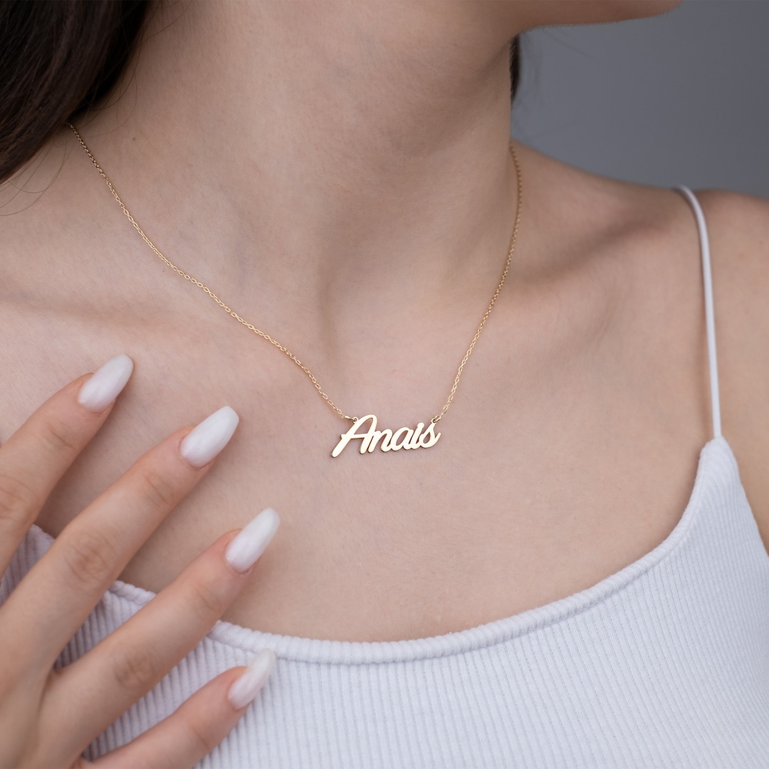14K Solid Gold Necklace, Name Necklace Gold, Personalized Jewelry