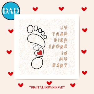 Tarjeta original de San Valentín, afrikáans, Diep Spore, corazón, imprimible, amor, descarga instantánea, PDF, marrón y rojo, descarga digital, tarjeta cuadrada