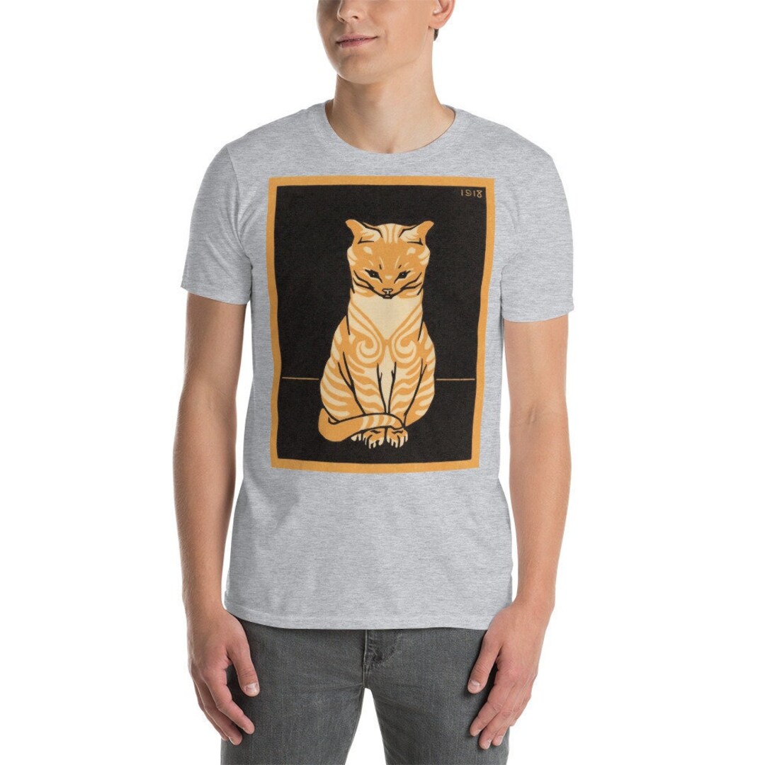 Ginger Cat Vintage Art Tshirt Retro Art Cat Tshirt Cat Owner Woman Tee