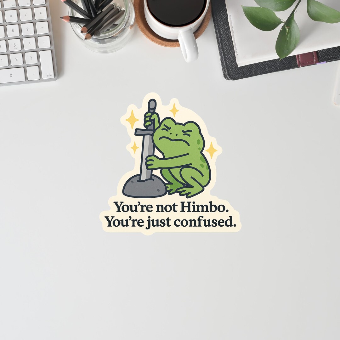 Confused Himbo Frog Sticker - Sword in Stone Struggle - Funny ...