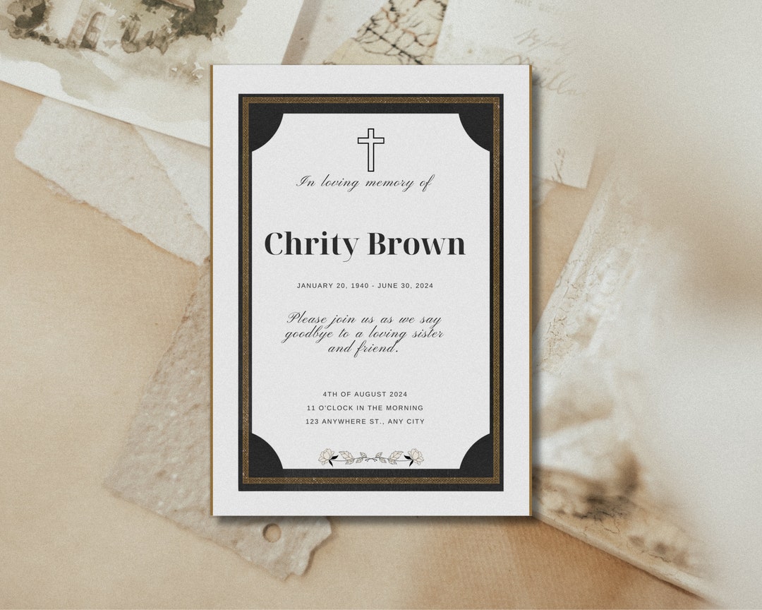Editable Funeral Invitation in Canva Funeral Invitation Letter Etsy