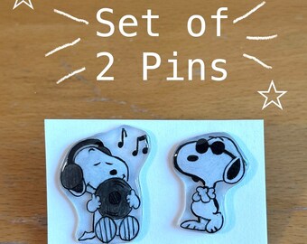 Handmade Set of two Snoopy pins
