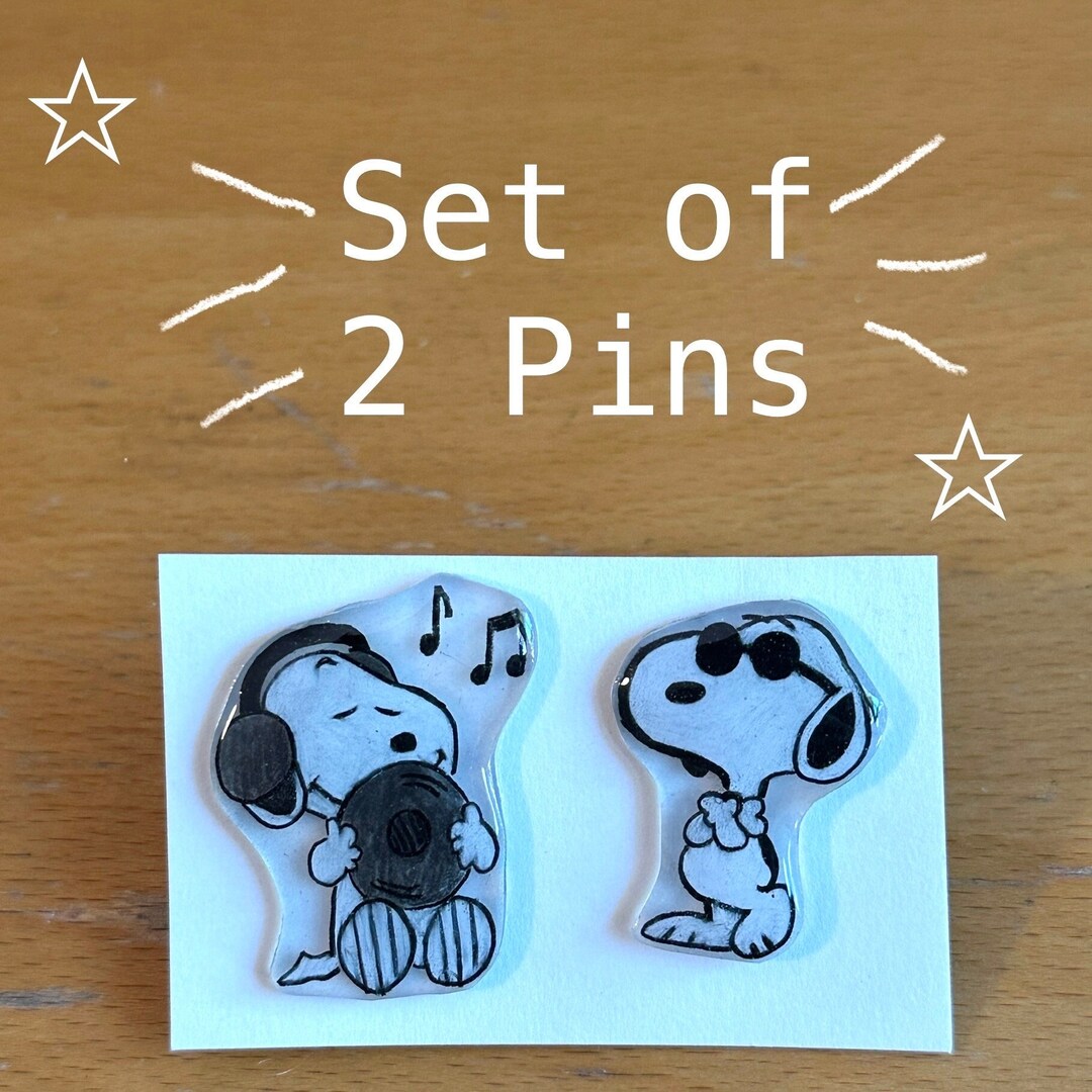 Handmade Set of Two Snoopy Pins - Etsy