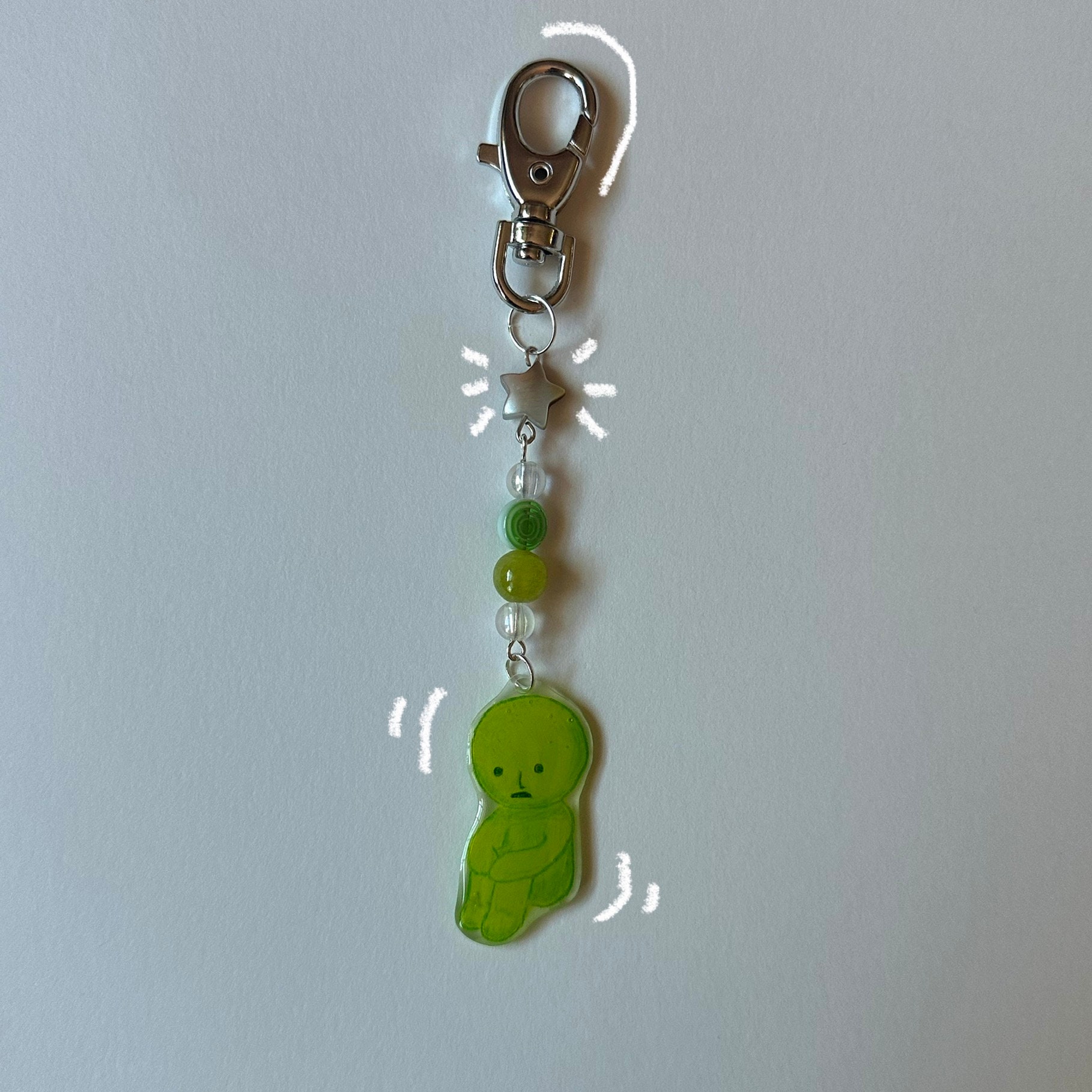 Handmade Sitting Smiski Figure Beaded Keychain 