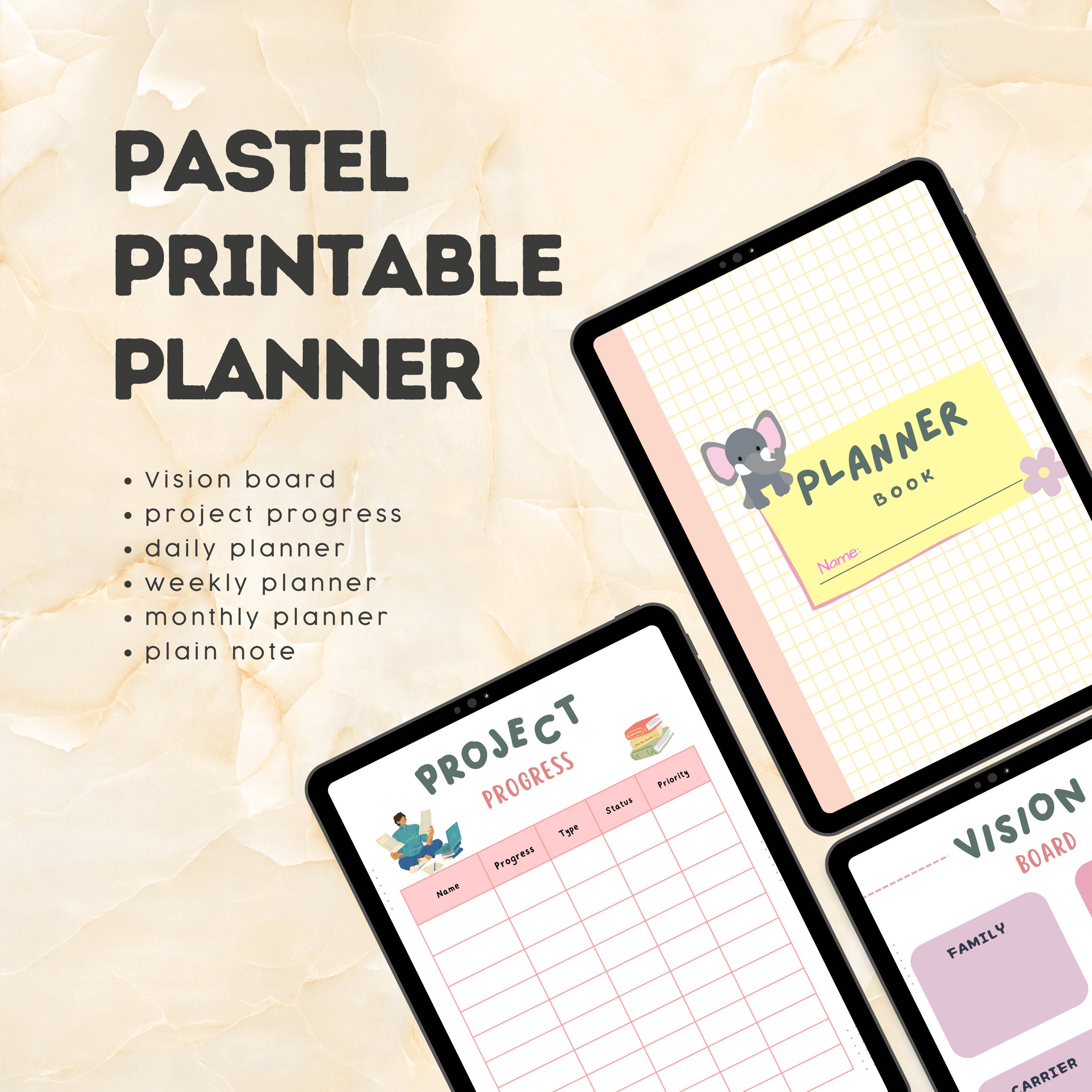 Printable Planner Digital Planner Cute Motivational Planner - Etsy