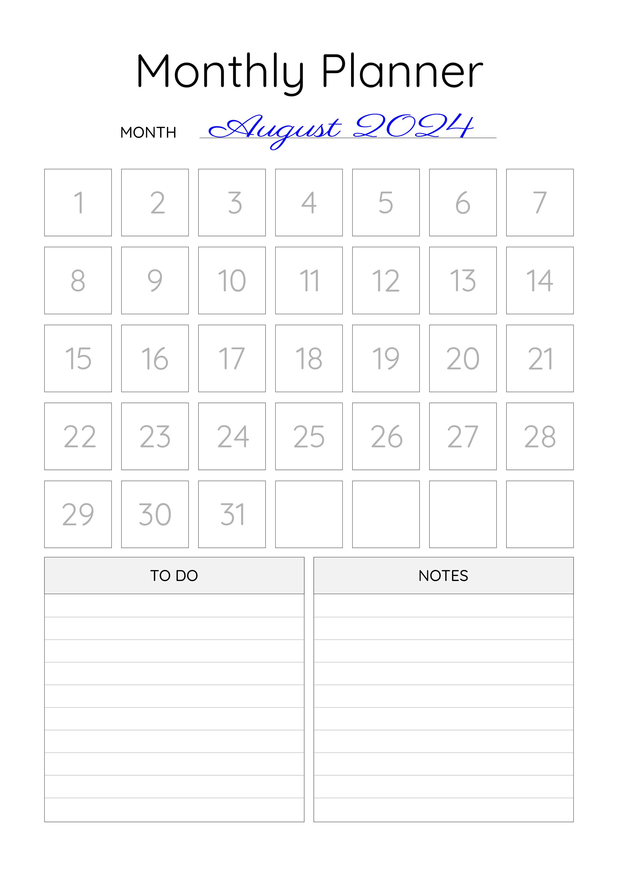 Monthly Planner Printable Portrait Letter &amp; A4 Size Month to - Etsy