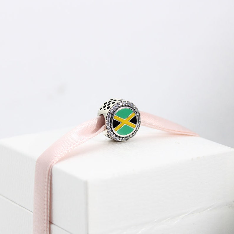 Pandora Jamaica Flag Bead Exclusive Charm, S925 Silver Pendant, for