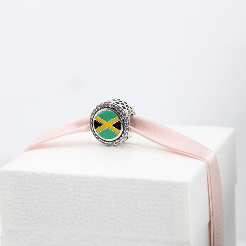 Pandora Jamaica Flag Bead Exclusive Charm, S925 Silver Pendant, for