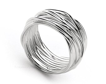 Multi-strand Ring Woman Ring Multi Layer Stacking Ring Baho Ring Wire Ring Thumb Ring Large Ring Handmade Silver Jewelry