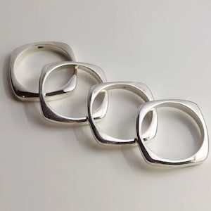 Bague Ajustable Lettre H - Design Géométrique Ouvert En Acier Inoxydable Pour Femme
