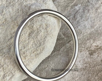 Solid Silver Round Bangle 925 Silver Plain Bangle Heavy Bangle Nail Wrap Man's Bracelet Simple Silver Thick Tube Bangle Statement Jewelry