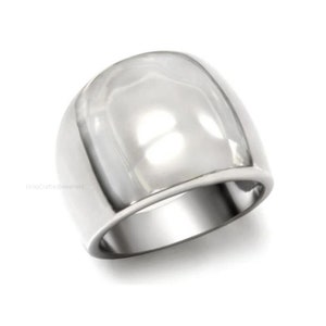 Silver Chunky Dome Ring 925 Sterling Silver Heavy Plain Wide Band Dome Ring Statement Baho Ring Woman New Year Gift Ring Handmade Jewelry