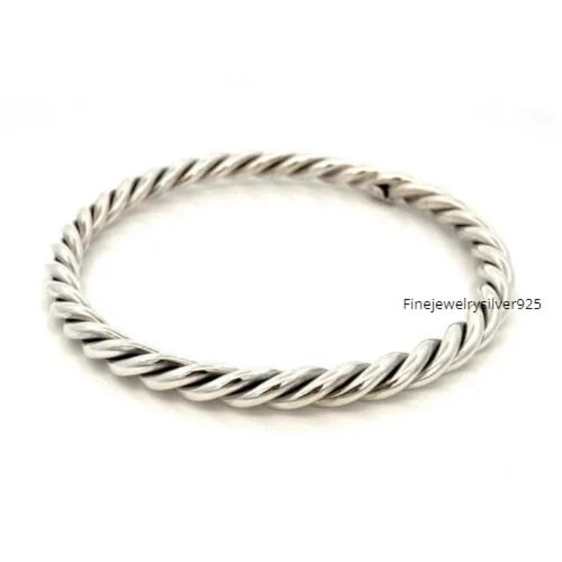 Solid 925 Sterling Silver Rope Twist Bangle Woman Bracelet Heavy Twisted Bangle Statement Bangle Boho Bangle Handmade Silver Jewelry image 1