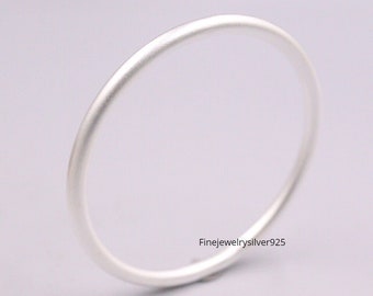 Chunky Silver Bangle Round Shape Bangle 925 Sterling Silver Plain Bangle Heavy Bangle Statement Nail Wrap Bangle Handmade Woman Bracelet