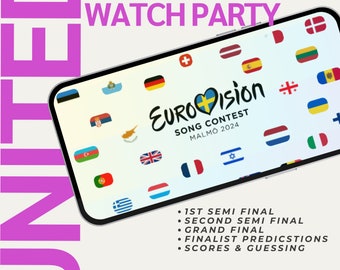 Eurovision WatchParty Eurovision Bingo Eurovision 2024 Game Party Scorecards Predictions Voting Instant download Printable PDF Easy To Play