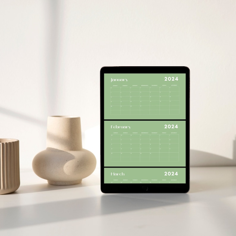 2024 digital calendar 2024 printable calendar etsy