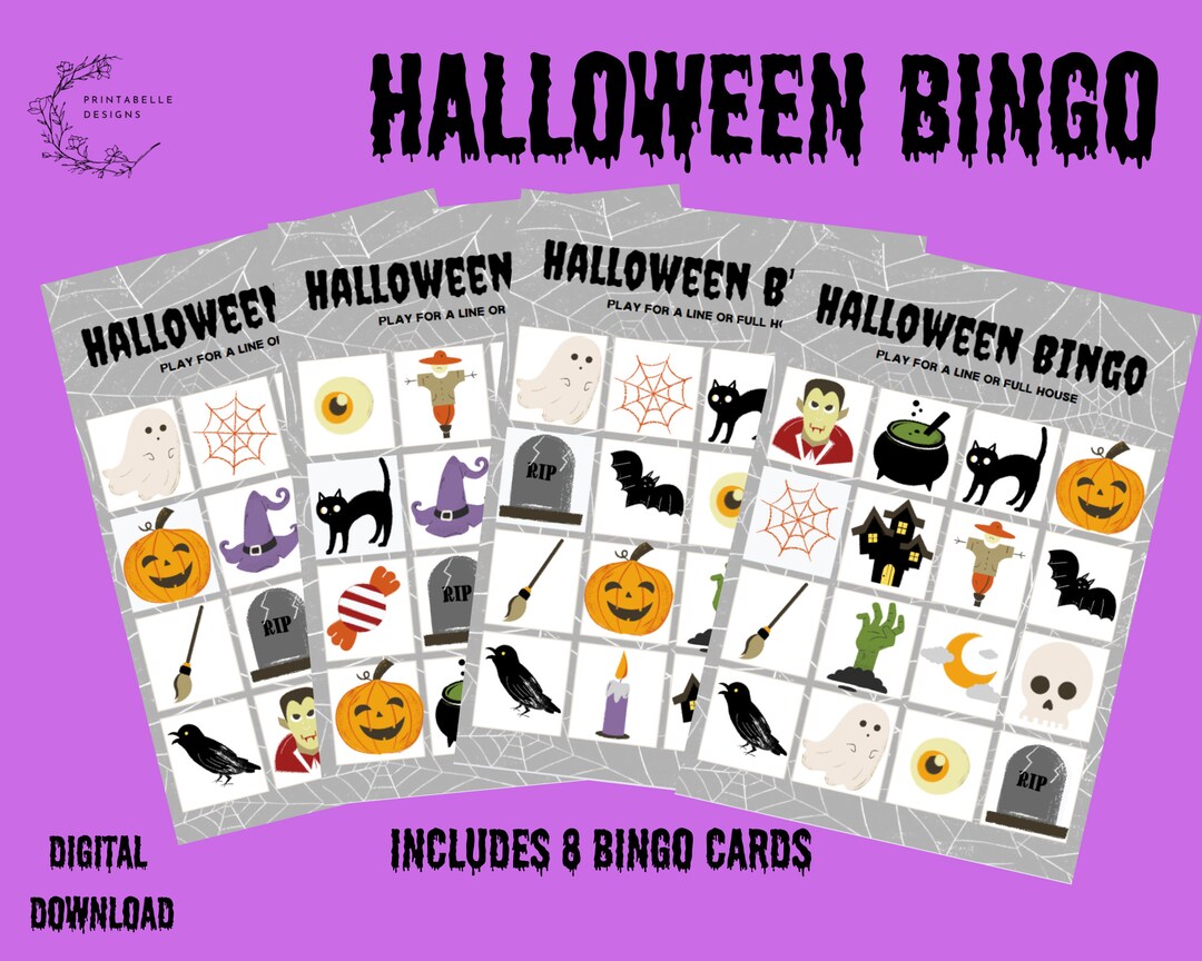 Halloween Bingo Game for Kids and Adults Halloween Printable Etsy