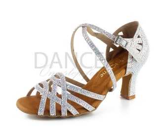 Super leichte Silber Tanzschuhe für Frauen | Strass Latein Tanzschuhe | Salsa Schuhe | Damen Latein Schuhe | Bachata Schuhe | Tanzfläche