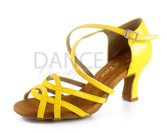 Gelbe Latein Tanzschuhe für Damen | Salsa Schuhe | Kizomba Schuhe | Bachata Schuhe | Abschlussball-Schuhe | Latein 7 cm Standard | Damen Latein Schuhe