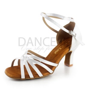 White Satin Latin Dance Shoes For Women | Salsa Shoes | Kizomba Shoes | Bachata Shoes | Prom Shoes | Latin 7 cm | Comfortable Latin Shoes