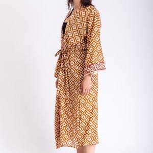 Camel Guide Block Boho Block Print Kimono Red & Camel - Etsy