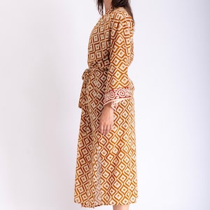 Camel Guide Block Boho Block Print Kimono Red & Camel - Etsy