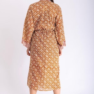 Camel Guide Block Boho Block Print Kimono Red & Camel - Etsy