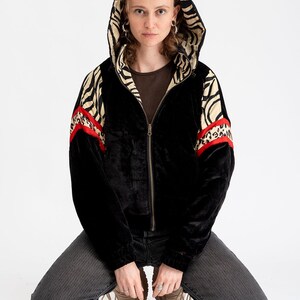 Reversible Cropped Winter Jacket in Zebra and Leopard Print