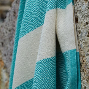 Diamond Pattern Turquoise Hammam Towel