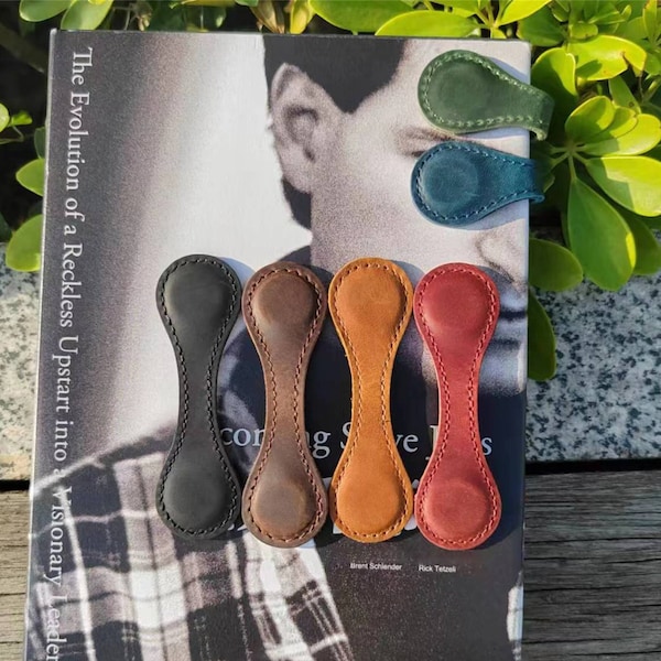 Handmade Leather Magnetic Bookmark: Minimalist Book Accessory