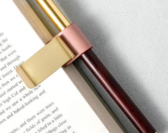 Brass Pen Holder for Notebooks & Planners | Leather Pen Loop Clip | Traveler's Notebook Accessory | Brass Clip for Journals | Diaries
