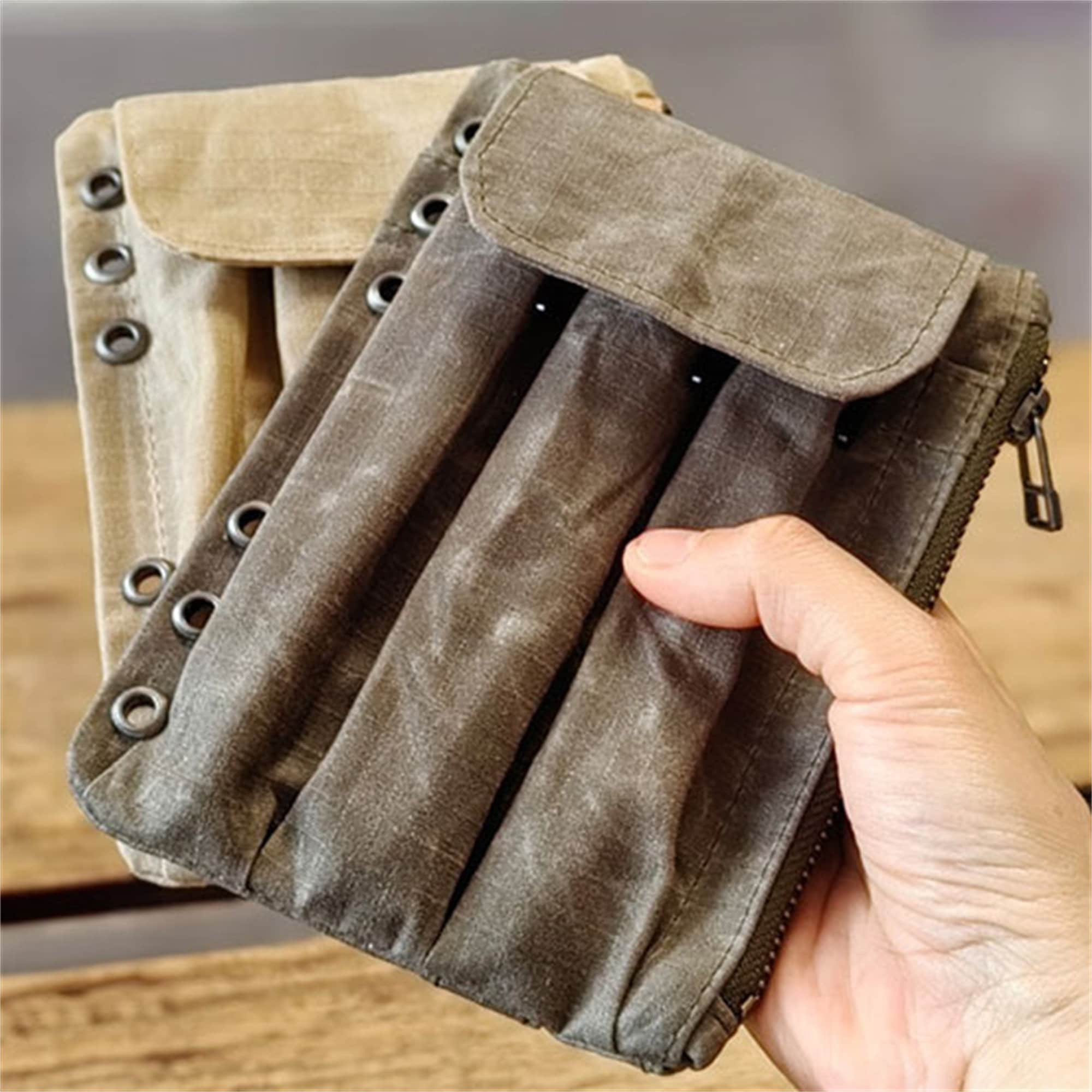 A6 A5 Canvas Notebook Loose-leaf Replacement, Binder Pencil Pouch with Zipper Pulls, Pencil Case, Card Pack, Handmade Canvas Storage Bag