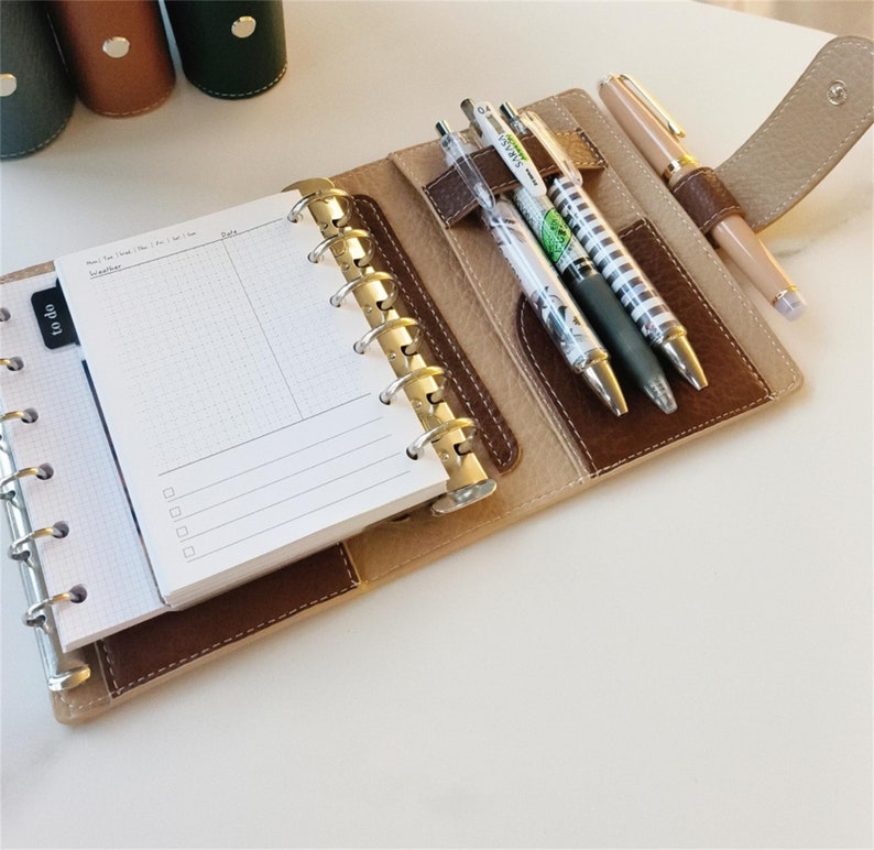 A6 Leather Portfolio Binder, Gift for Teacher, A6FC Document Organizer