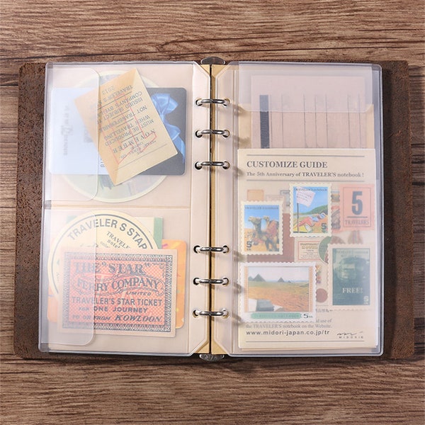 Carpeta A6 con bolsillos: organizador de PVC transparente de 6 anillas