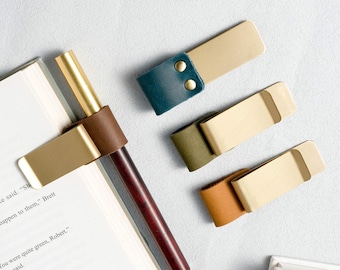 Brass Pen Holder For Notebooks & Planners | Steel Leather Pen Loop Clip | Traveler’s Notebook Accessory | Brass Clip for Journals / Diaries