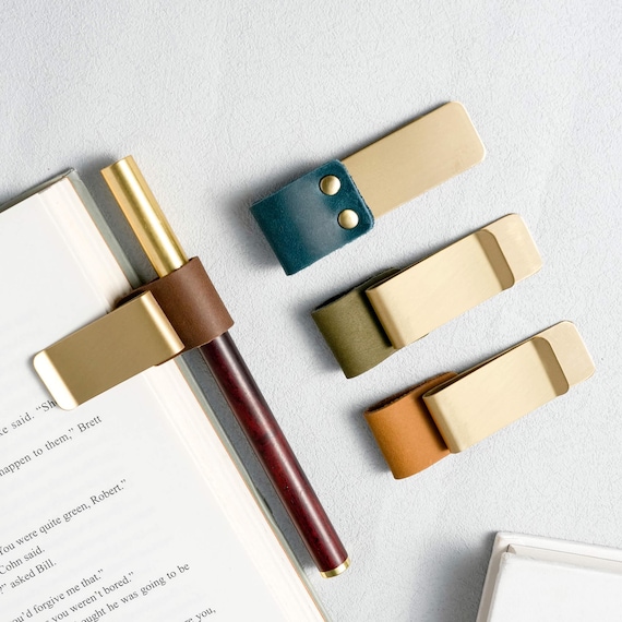 Brass Pen Holder For Notebooks & Planners | Steel Leather Pen Loop Clip | Traveler’s Notebook Accessory | Brass Clip for Journals / Diaries