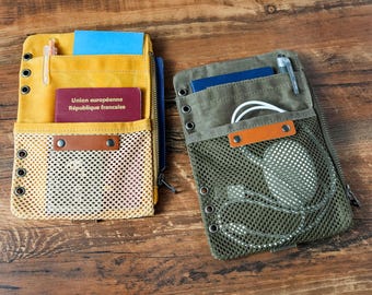 Handmade Canvas Zipper Pouch, A6/A5 Binder Insert, Zippered Wallet and Notebook Accessory,Planner Insert Alternative, DIY Stationery Bag