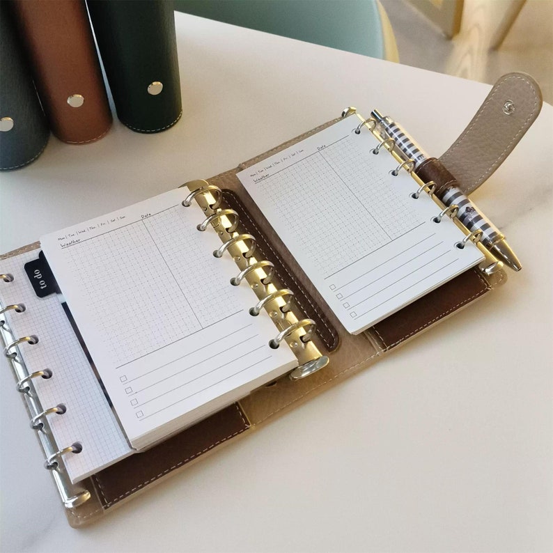 A6 Leather Portfolio Binder, A6FC Organizer Folder, Gift for Teacher