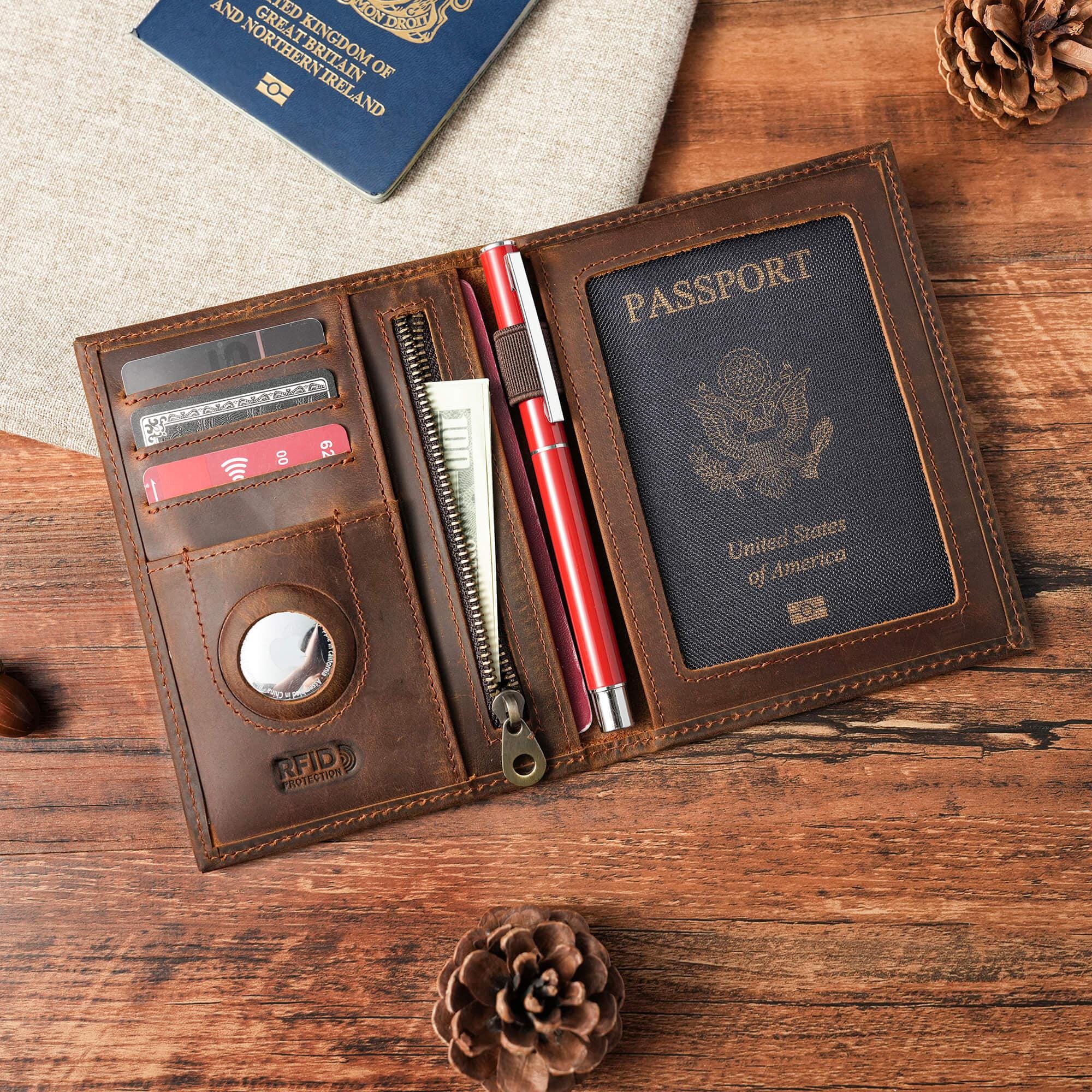 Portefeuille De Voyage En Cuir De Veau Véritable (marron) – Fabriqué En Angleterre – Organiseur Passeport