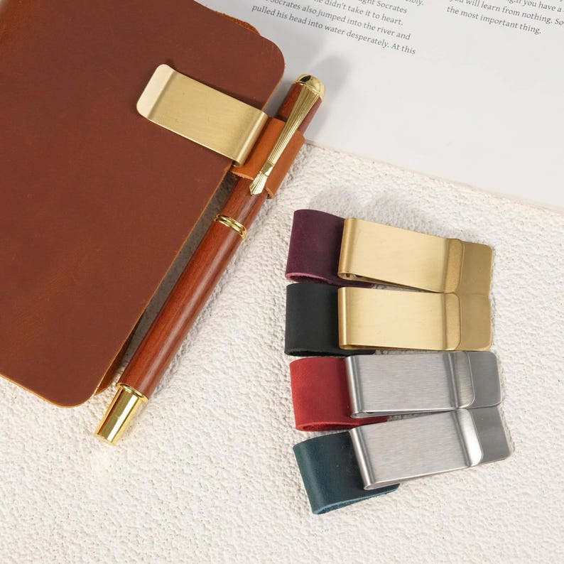Leather Pen Loop Clip for Traveler's Notebook, Stationery | Teacher Gift Pen Holder Journal Clip image 6