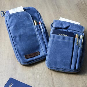 Handmade Canvas Zipper Traveler&#39;s Notebook Pouches, A5/A6 Loose-Leaf Planner&Notebook, Large Capacity Travel Passport Wallet, Back to School