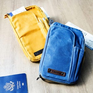 Handmade Canvas Zipper Traveler&#39;s Notebook Pouches, A5 Slim Loose-Leaf Planner&Notebook, Big Capacity Travel Passport Wallet, Back to School